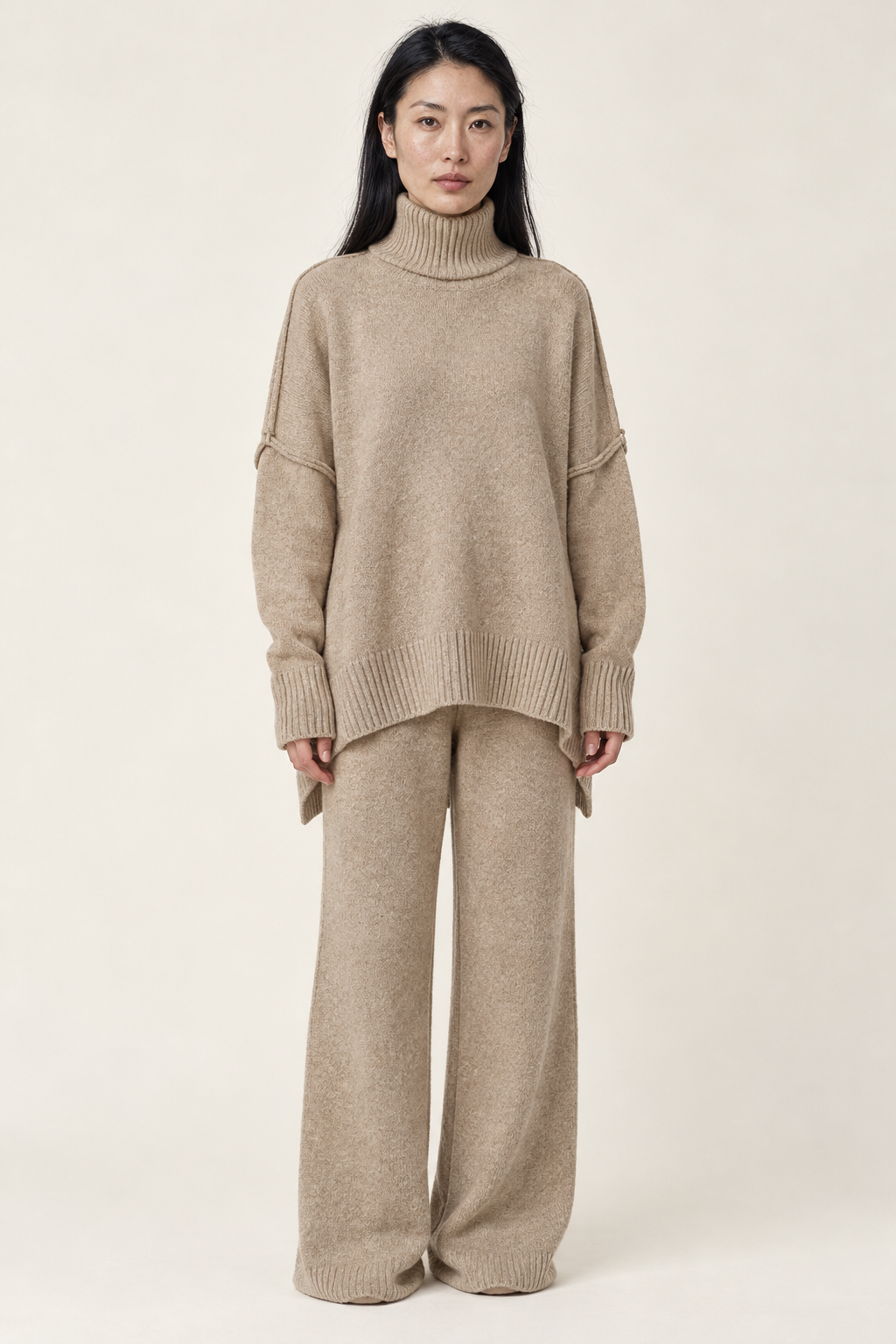 Yasmin Oversized Turtleneck Sweater Set | Women's Wide-Leg Knit Set