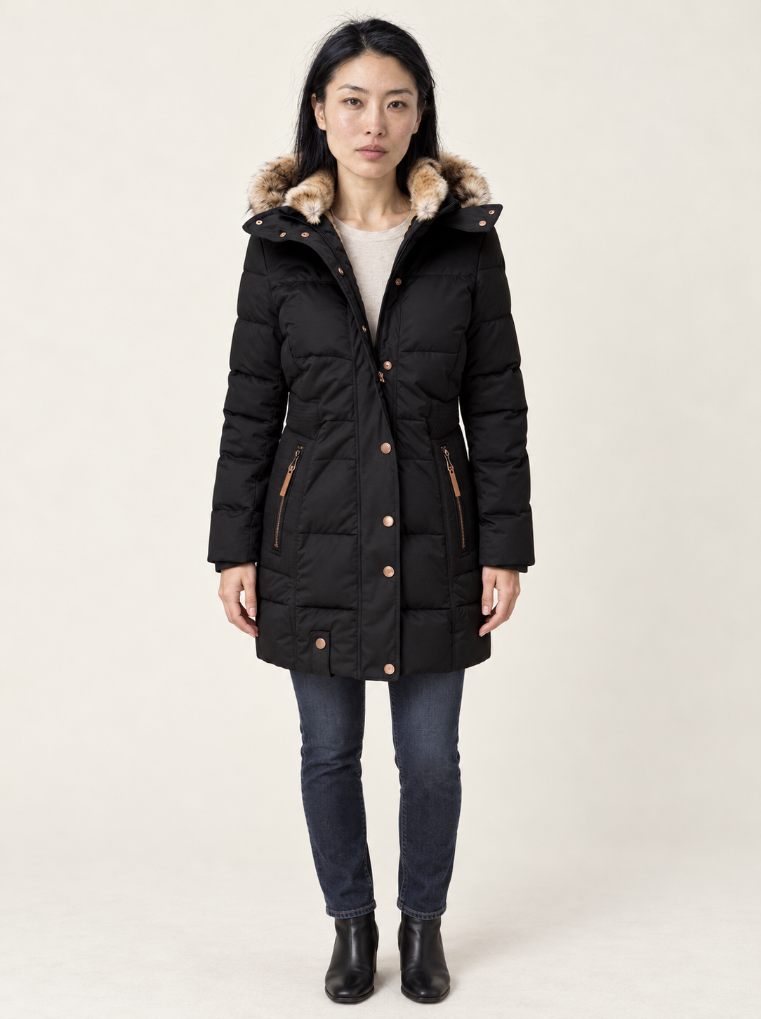 Mariah Longline Puffer Coat | Women's Quilted Faux Fur Hooded Parka