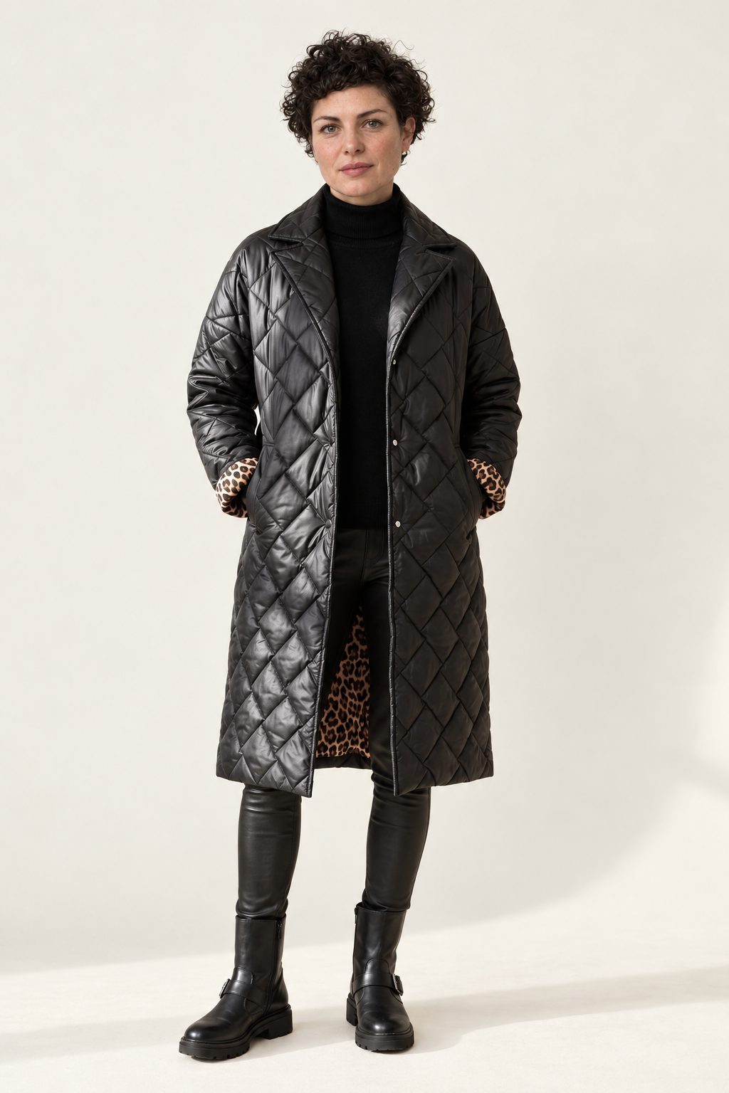 Sienne Quilted Mid-Length Coat | Women's Diamond-Stitch Winter Jacket