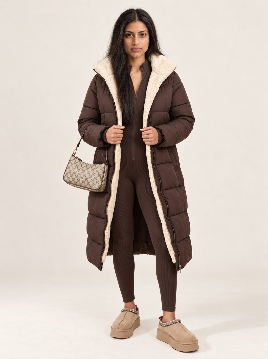 Maelle Reversible Puffer Coat | Women's Longline Hooded Winter Jacket