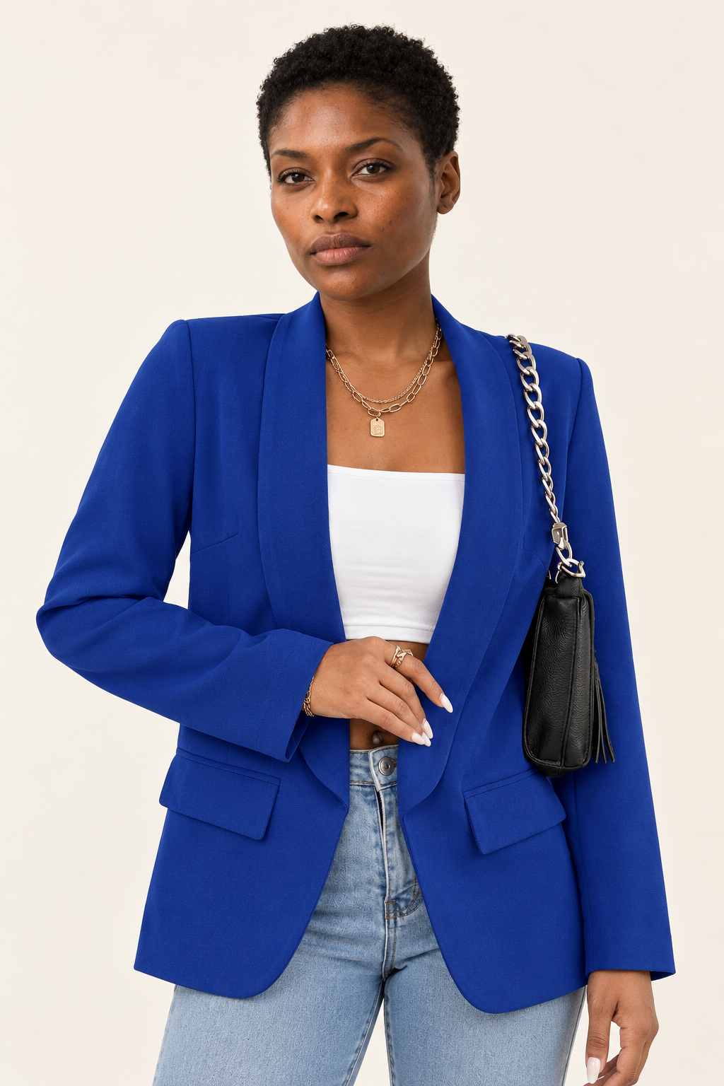 Lucille Open-Front Lapel Blazer | Women's Mid-Length Casual Jacket