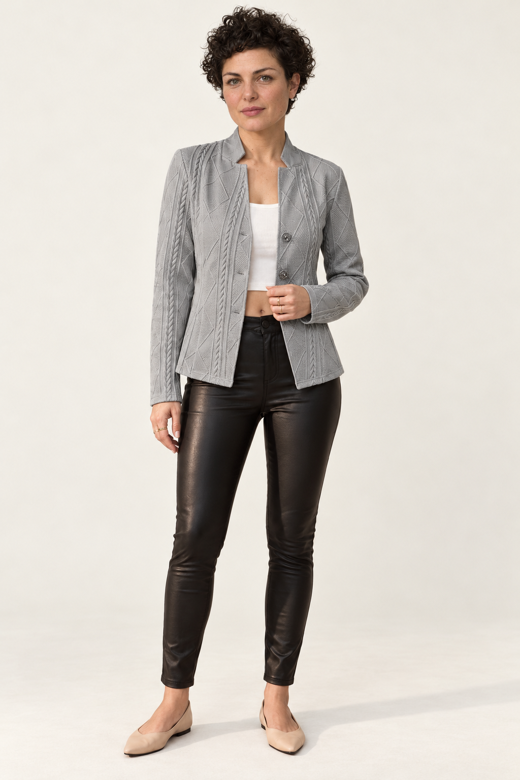 Sorrel Textured Button-Front Jacket | Women's Stand Collar Blazer Coat