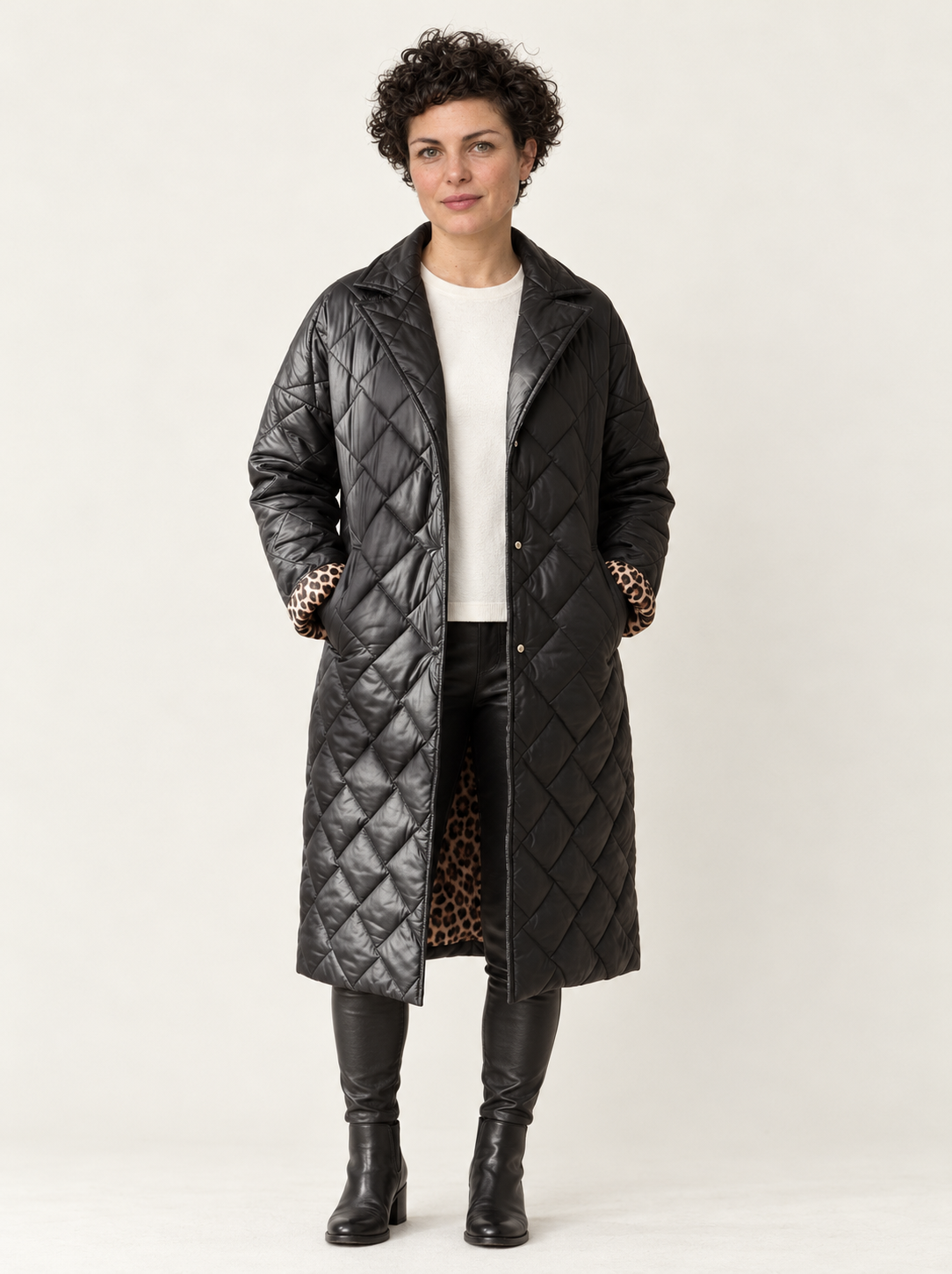 Sienne Quilted Mid-Length Coat | Women's Diamond-Stitch Winter Jacket