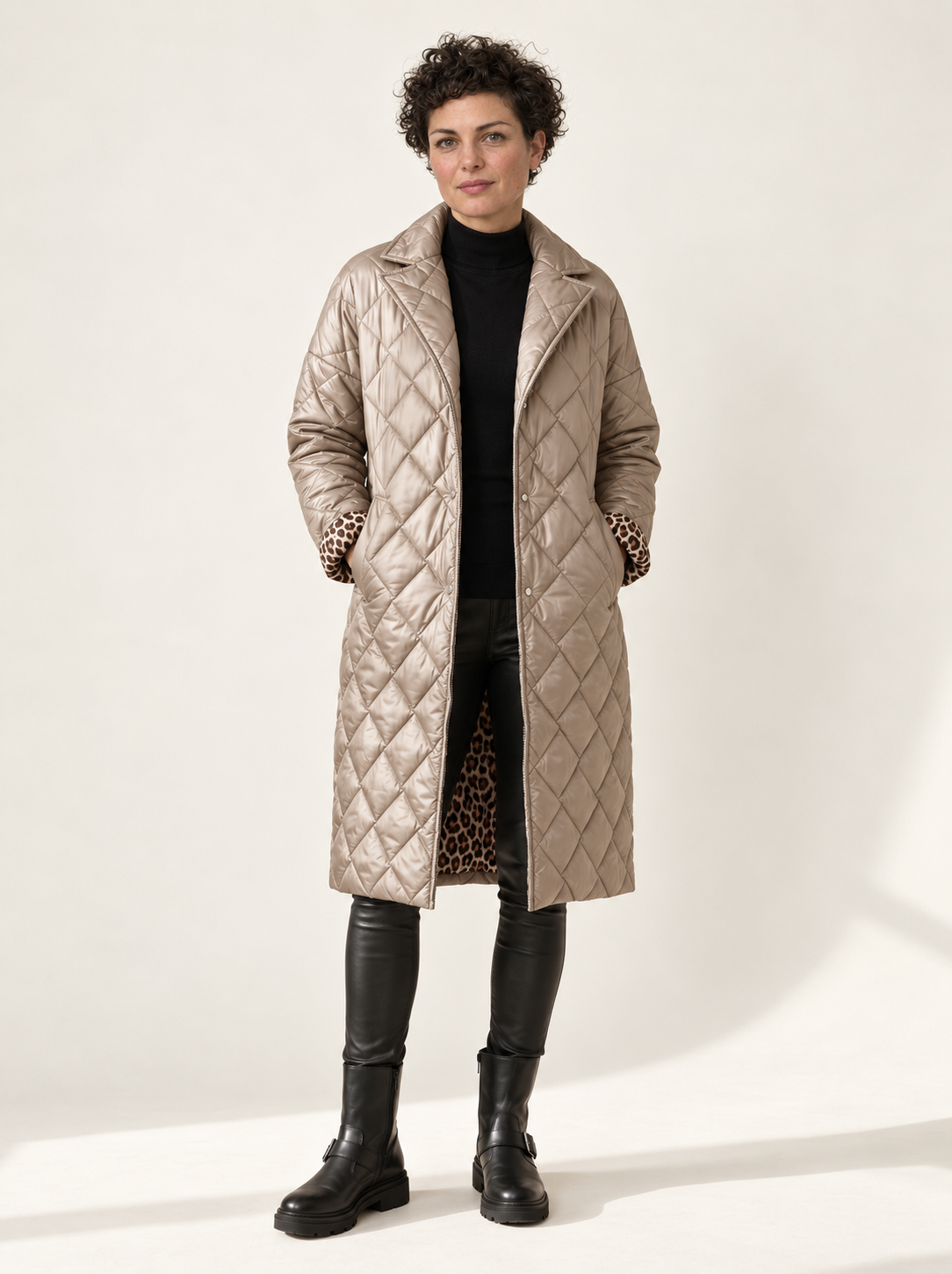 Sienne Quilted Mid-Length Coat | Women's Diamond-Stitch Winter Jacket