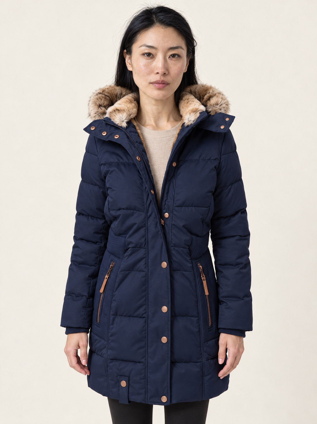 Mariah Longline Puffer Coat | Women's Quilted Faux Fur Hooded Parka
