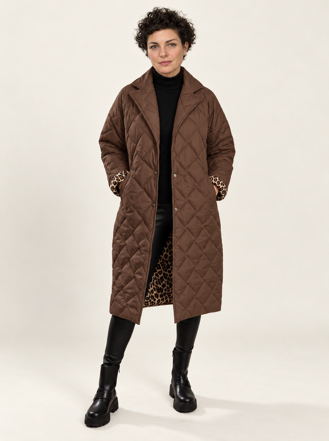 Sienne Quilted Mid-Length Coat | Women's Diamond-Stitch Winter Jacket