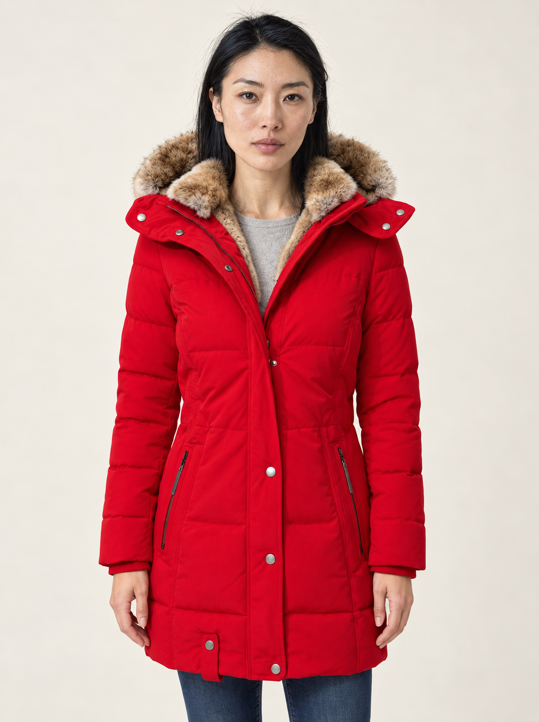 Mariah Longline Puffer Coat | Women's Quilted Faux Fur Hooded Parka
