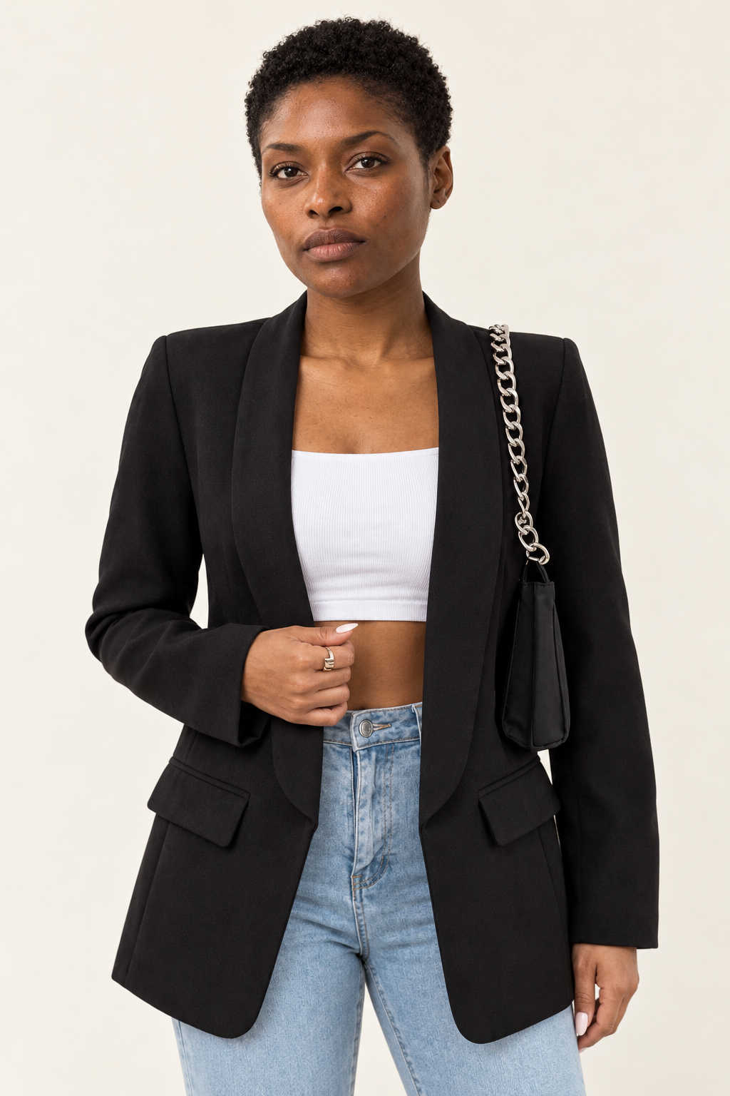Lucille Open-Front Lapel Blazer | Women's Mid-Length Casual Jacket