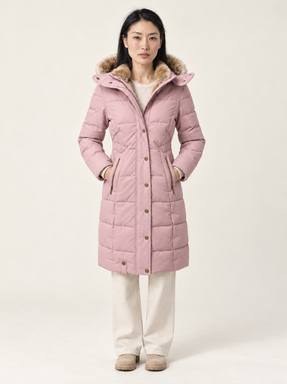 Mariah Longline Puffer Coat | Women's Quilted Faux Fur Hooded Parka