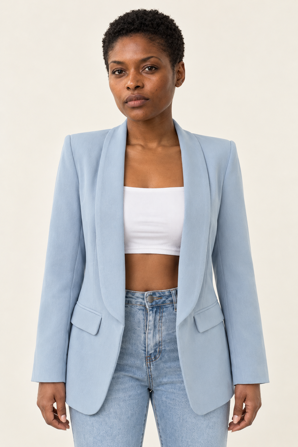 Lucille Open-Front Lapel Blazer | Women's Mid-Length Casual Jacket