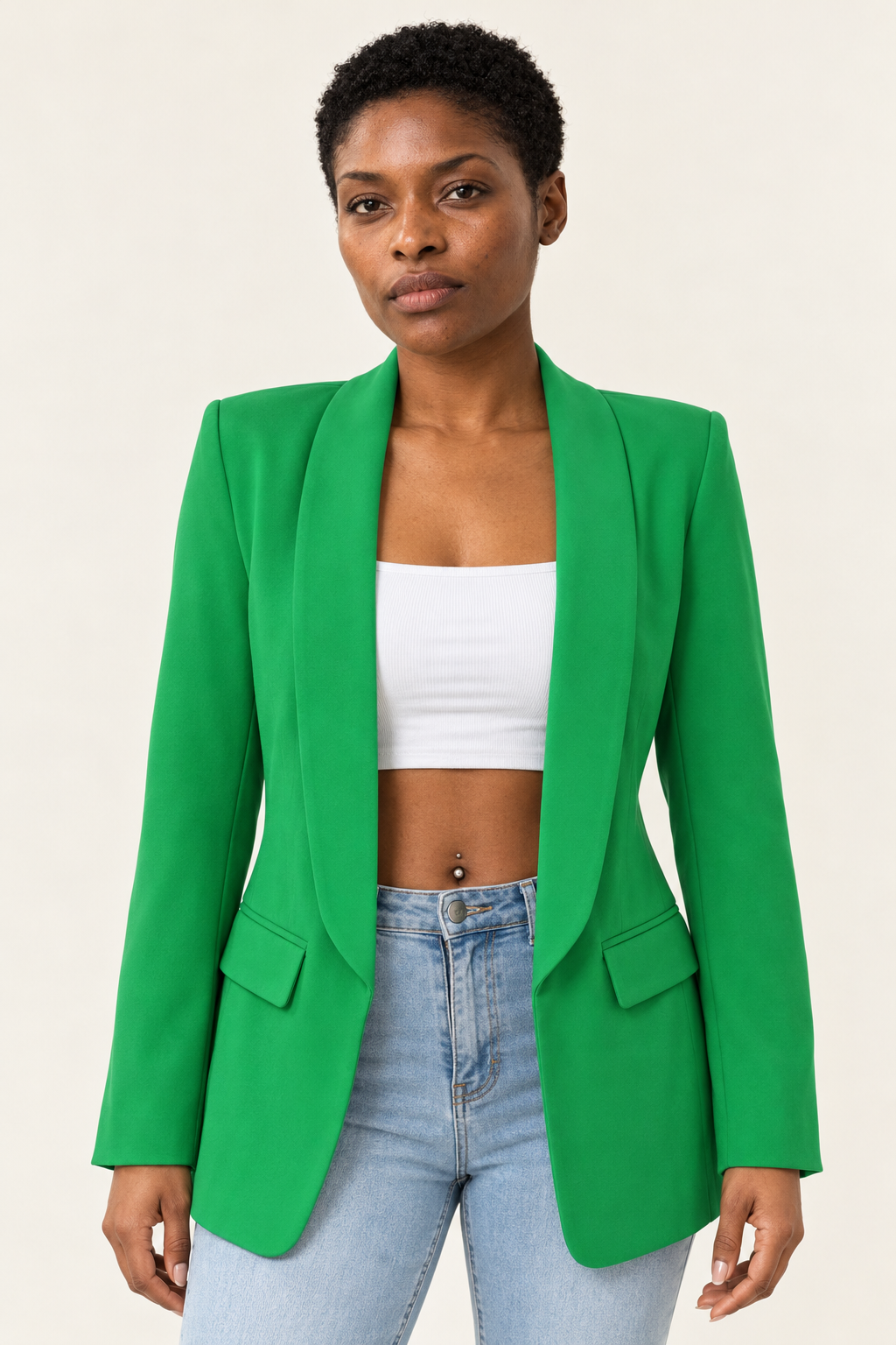 Lucille Open-Front Lapel Blazer | Women's Mid-Length Casual Jacket