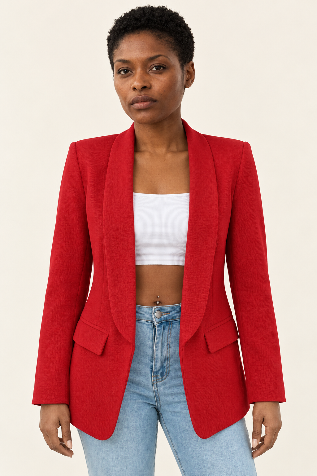 Lucille Open-Front Lapel Blazer | Women's Mid-Length Casual Jacket