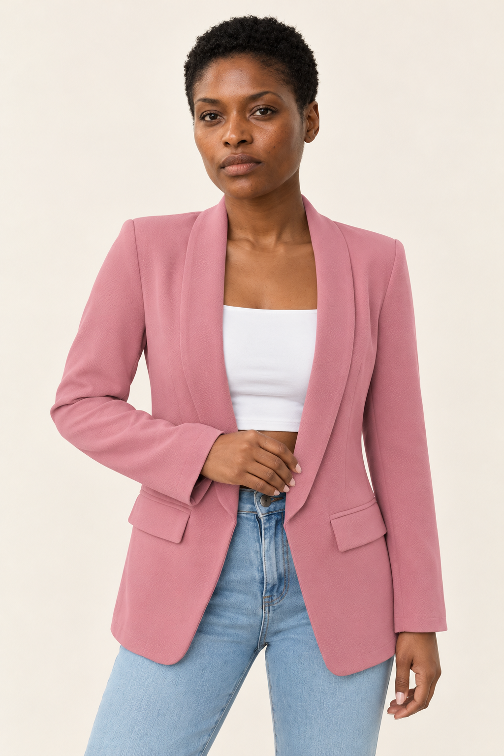 Lucille Open-Front Lapel Blazer | Women's Mid-Length Casual Jacket