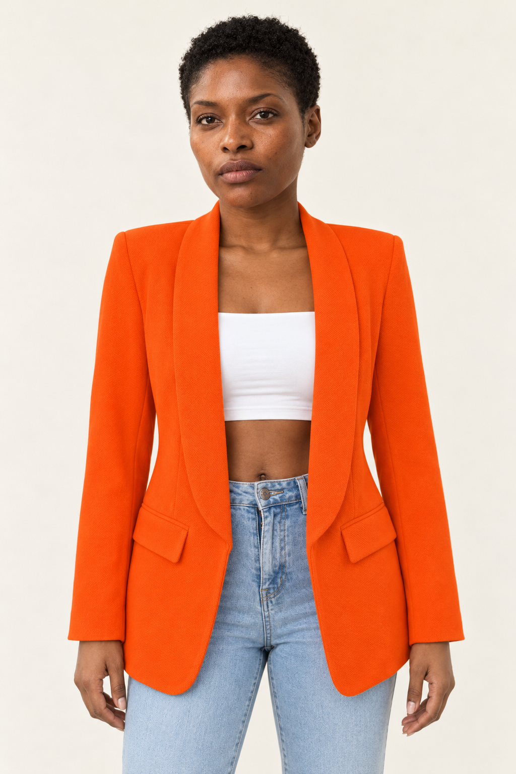 Lucille Open-Front Lapel Blazer | Women's Mid-Length Casual Jacket