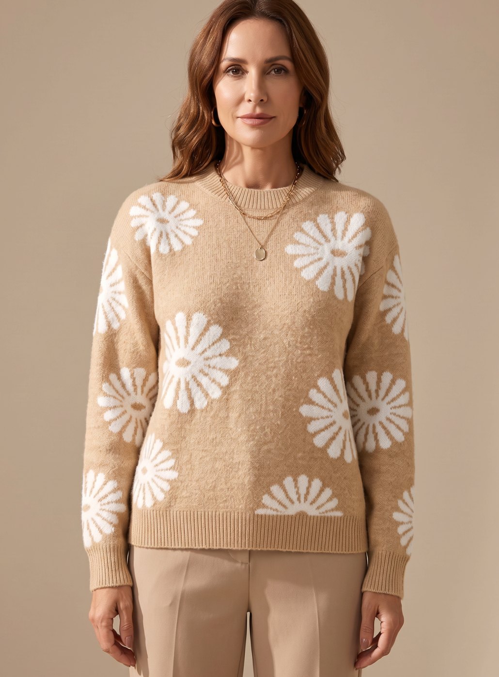 Zahra floral intarsia crewneck sweater