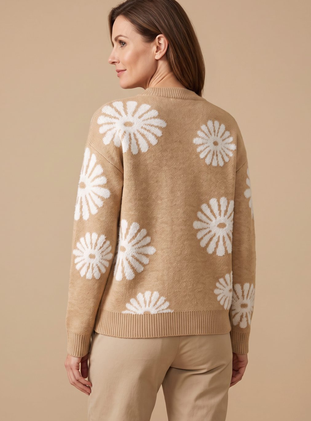 Zahra floral intarsia crewneck sweater