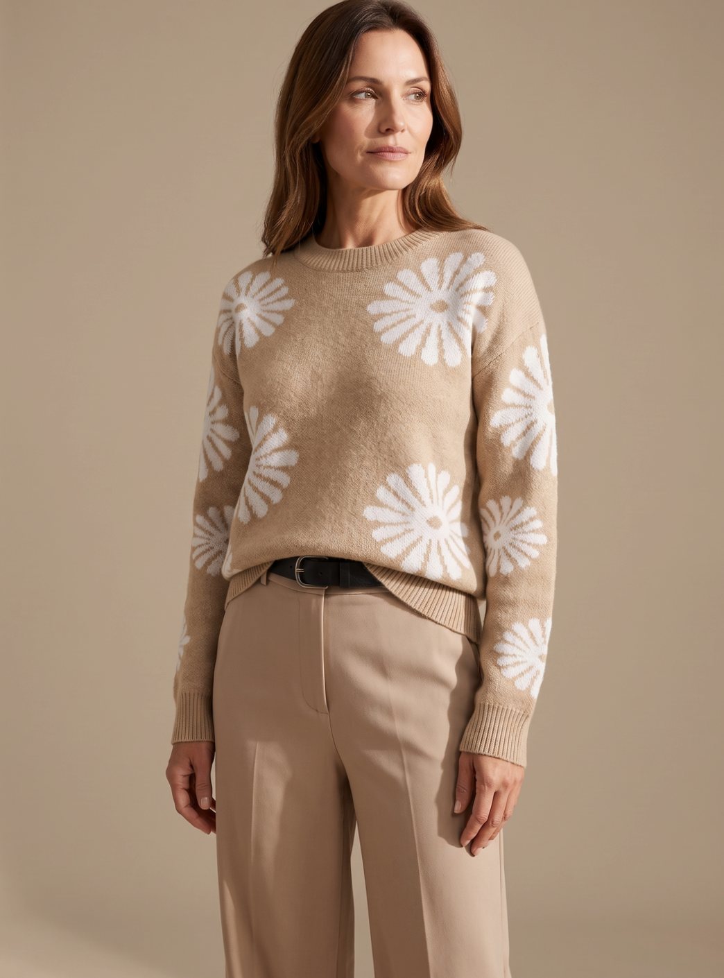 Zahra floral intarsia crewneck sweater