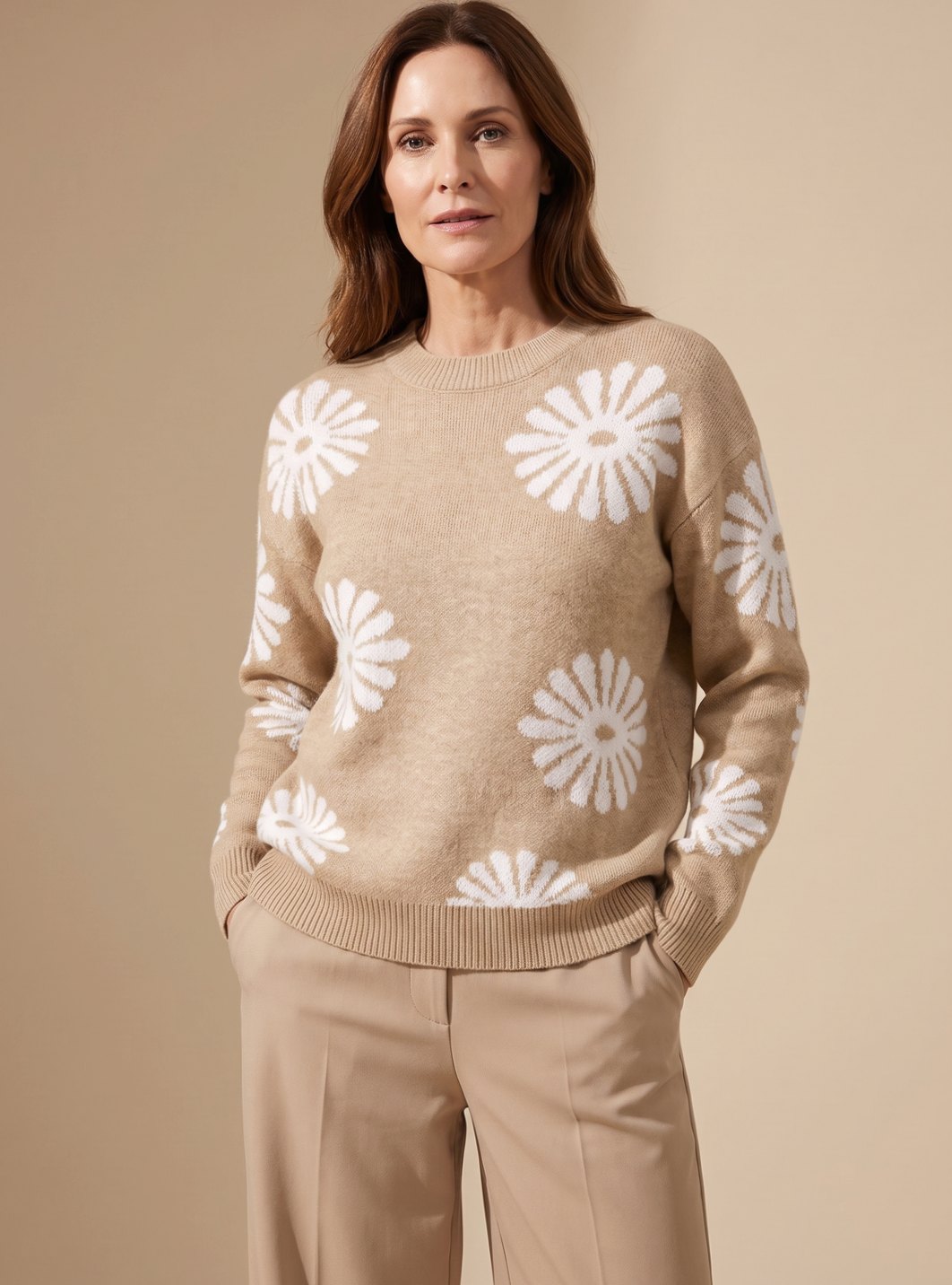 Zahra floral intarsia crewneck sweater
