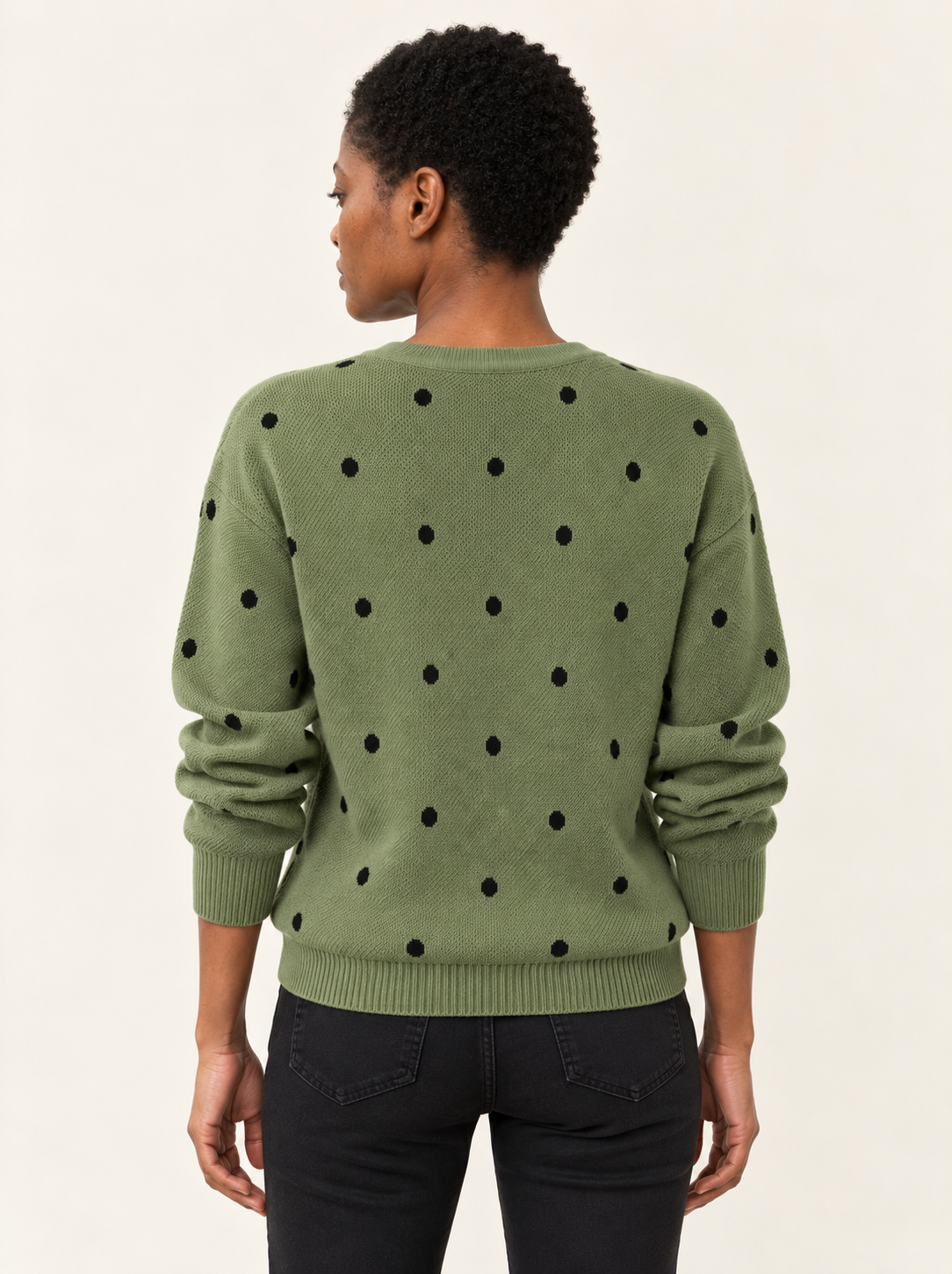 Melisande Polka Dot Crewneck Sweater | Women's Ribbed Knit Pullover