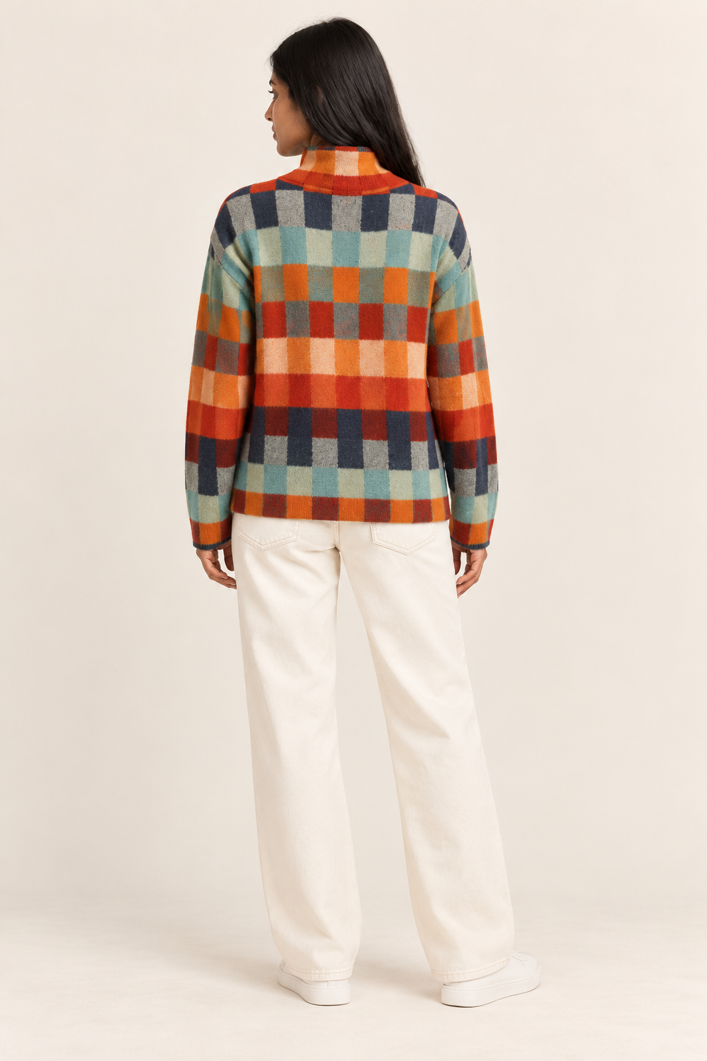Zelda Colorblock Turtleneck Sweater | Women's Plaid Knit Pullover