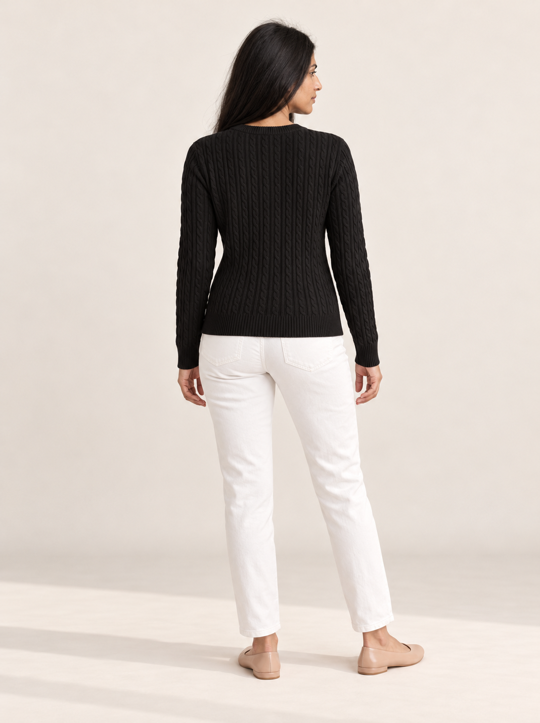 Mina Cable Knit Sweater | Women's Crew Neck Pullover