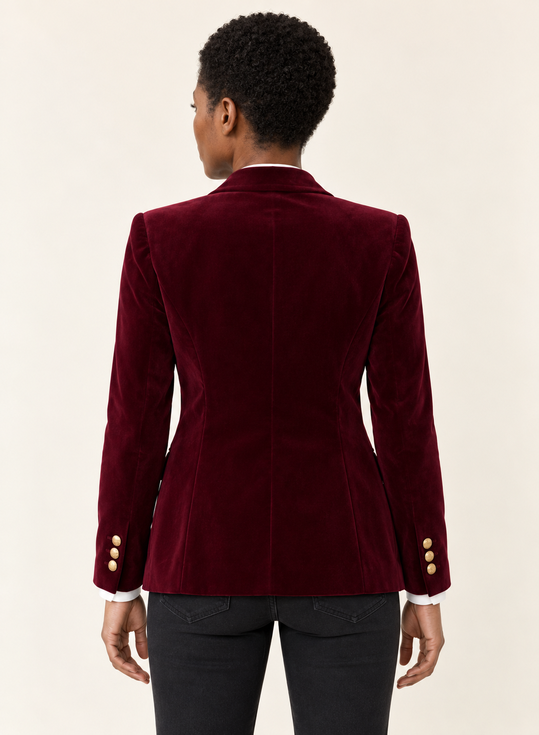 Wilhelmina Velvet Blazer | Women's Slim-Fit Gold-Button Jacket