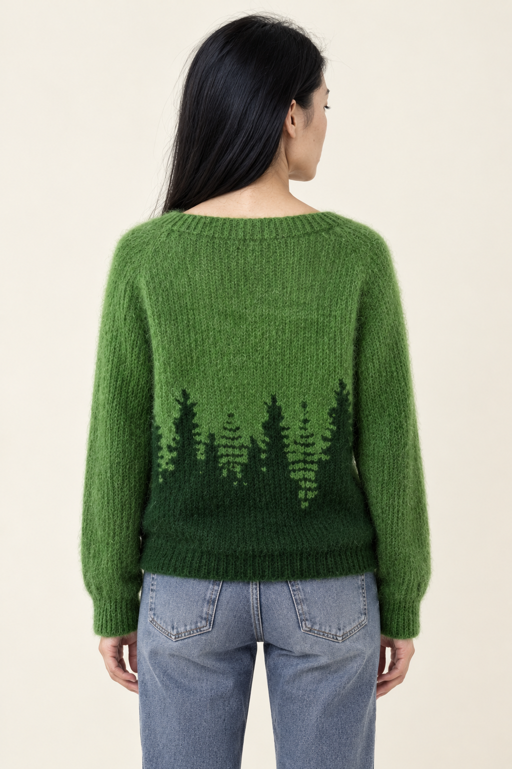 Yolanda Forest Print Crew Neck Sweater | Women's Oversized Pullover
