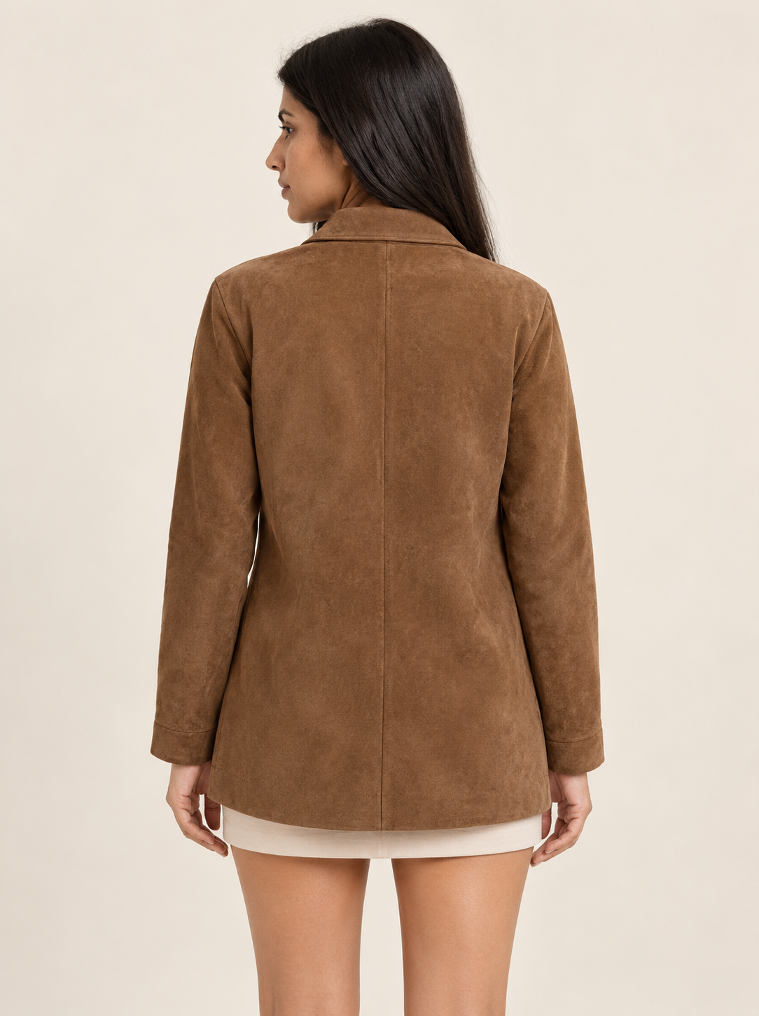Marielle Suede-Look Shirt Jacket | Women's Oversized Collared Coat