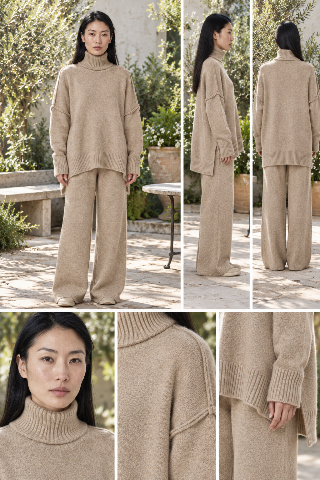 Yasmin Oversized Turtleneck Sweater Set | Women's Wide-Leg Knit Set