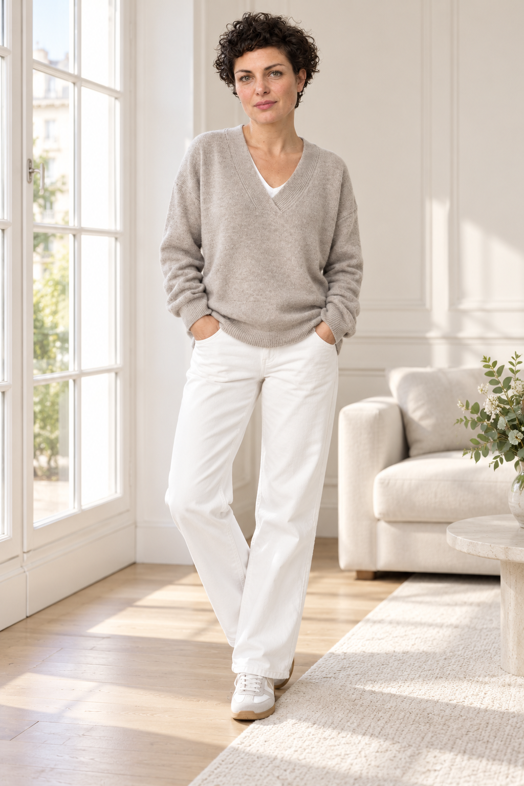 Azalea Oversized V-Neck Sweater | Women's Long Sleeve Knit Pullover