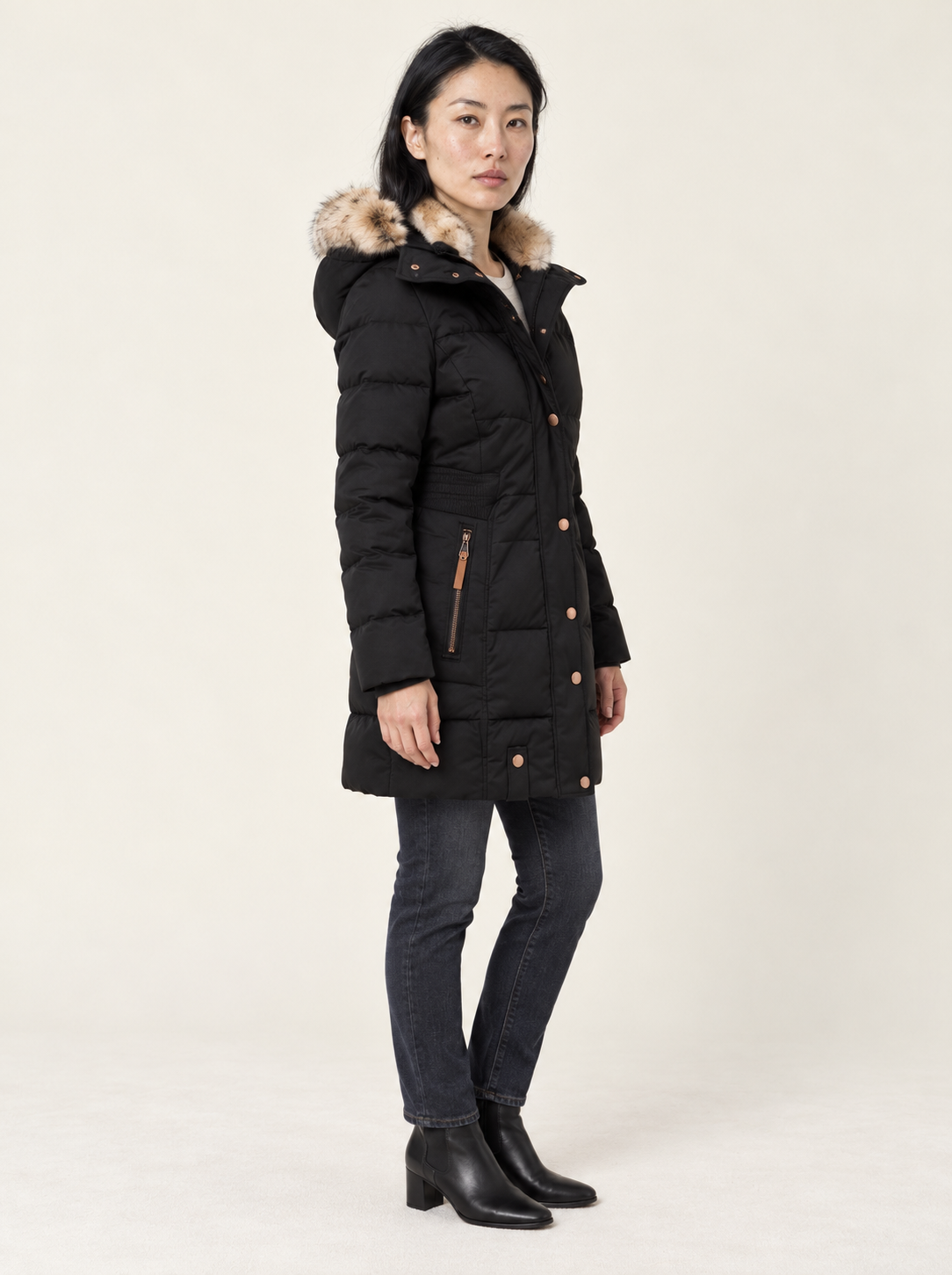 Mariah Longline Puffer Coat | Women's Quilted Faux Fur Hooded Parka