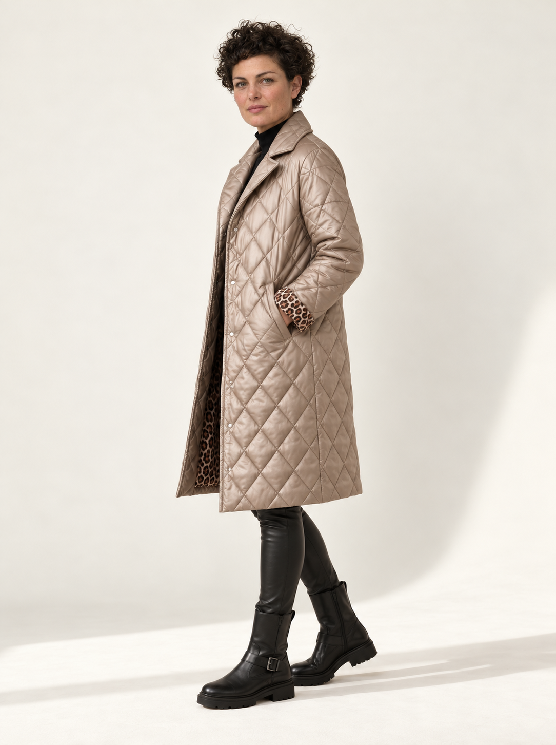 Sienne Quilted Mid-Length Coat | Women's Diamond-Stitch Winter Jacket