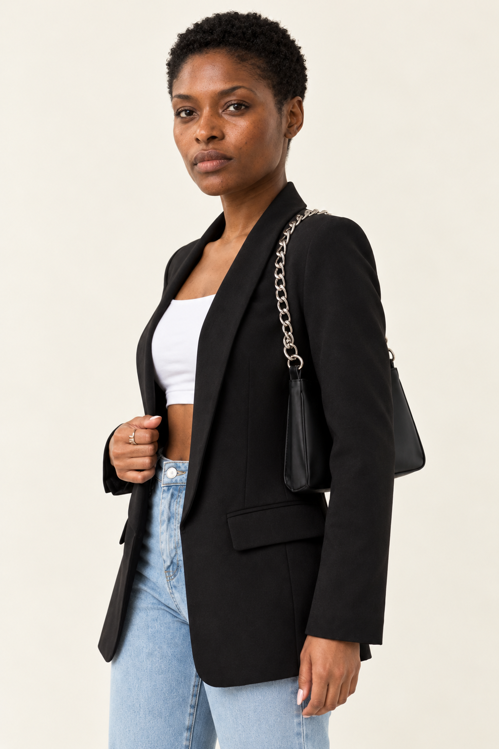 Lucille Open-Front Lapel Blazer | Women's Mid-Length Casual Jacket