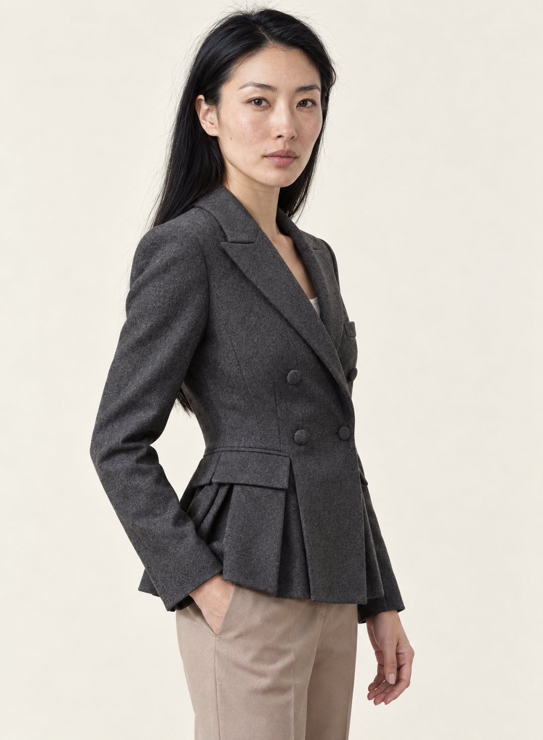 Veronique Double-Breasted Peplum Blazer | Women's Long Sleeve Jacket