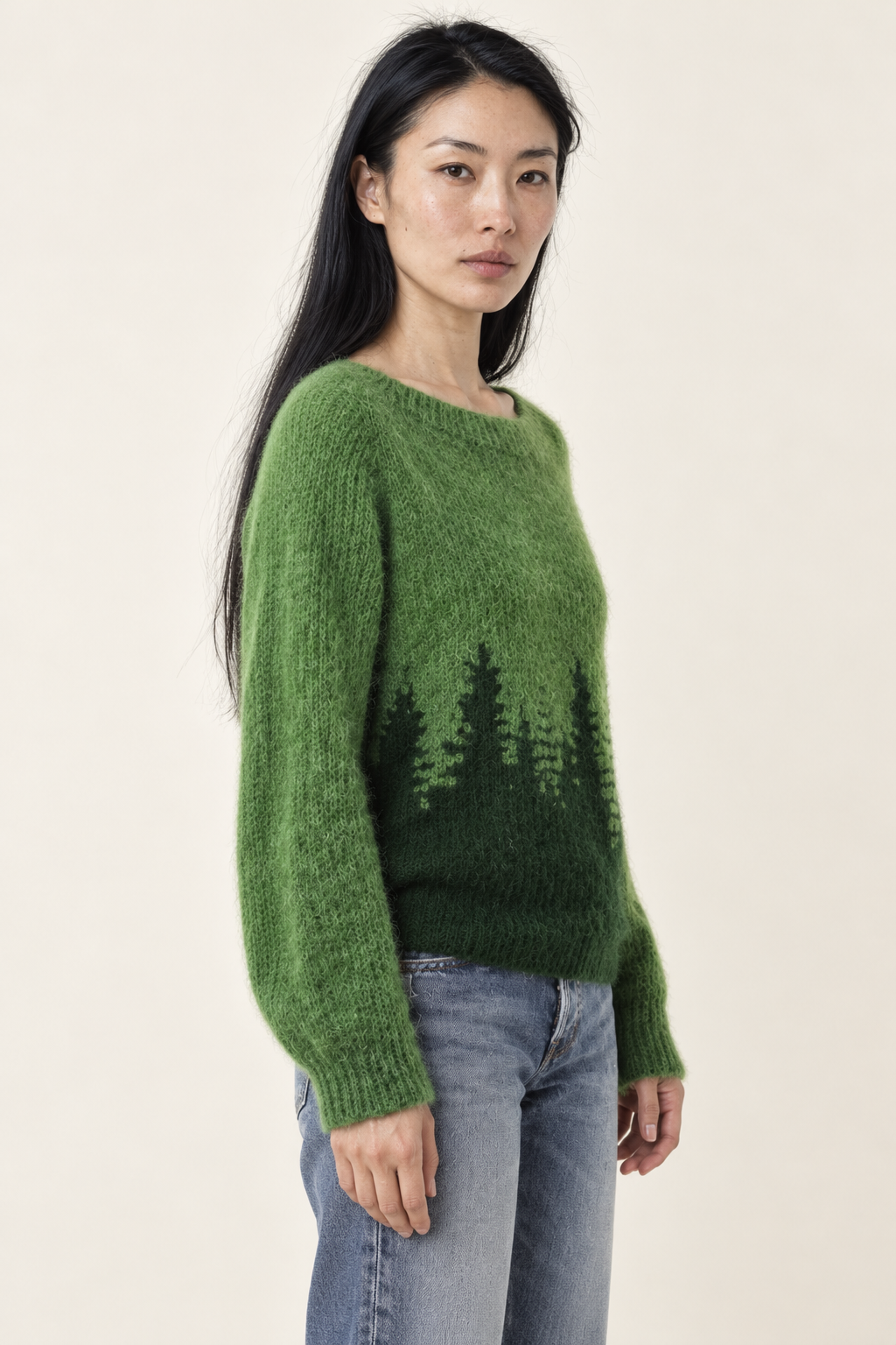 Yolanda Forest Print Crew Neck Sweater | Women's Oversized Pullover