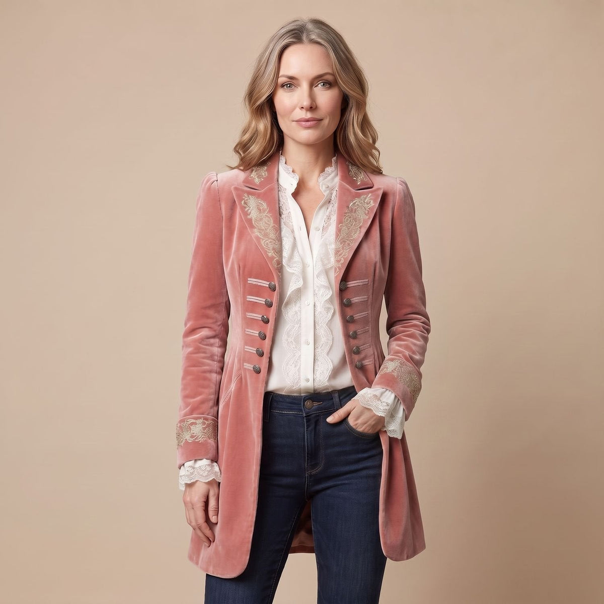 Katie Embroidered Long Coat