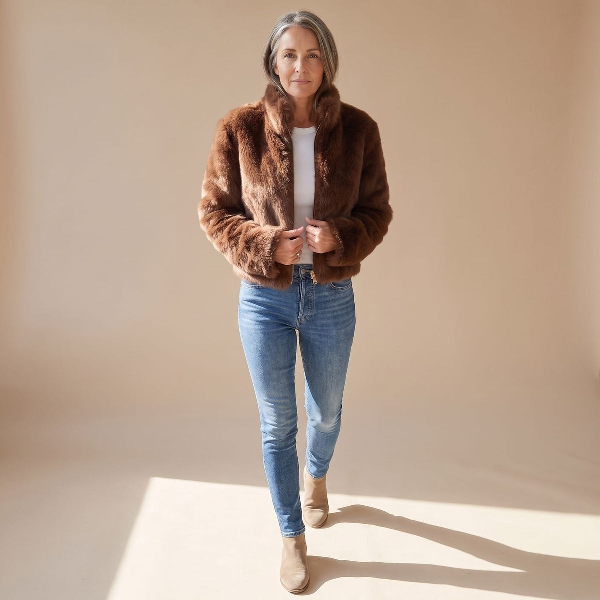 Maureen Cropped Faux Fur Jacket