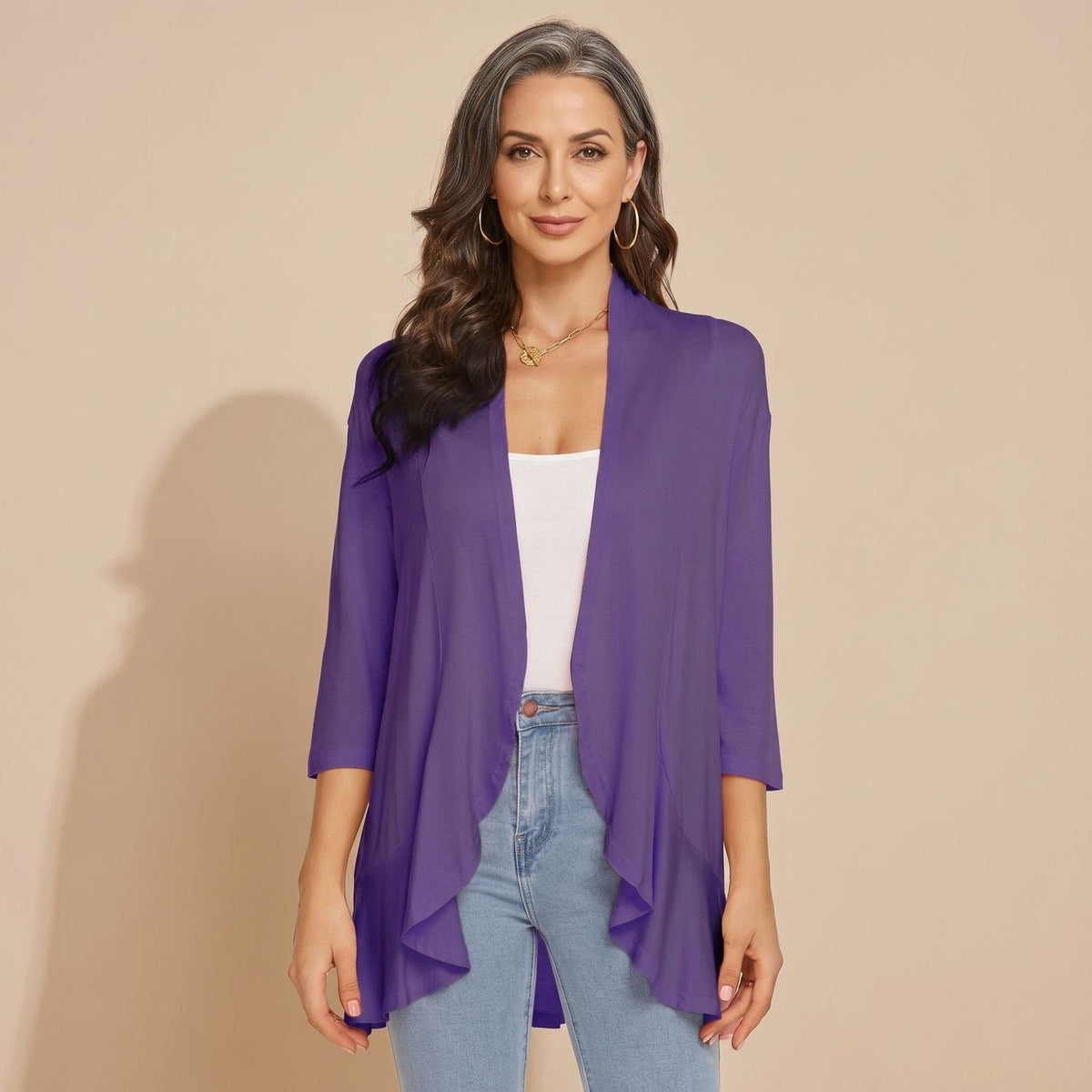 June Waterfall Cardigan in Purple