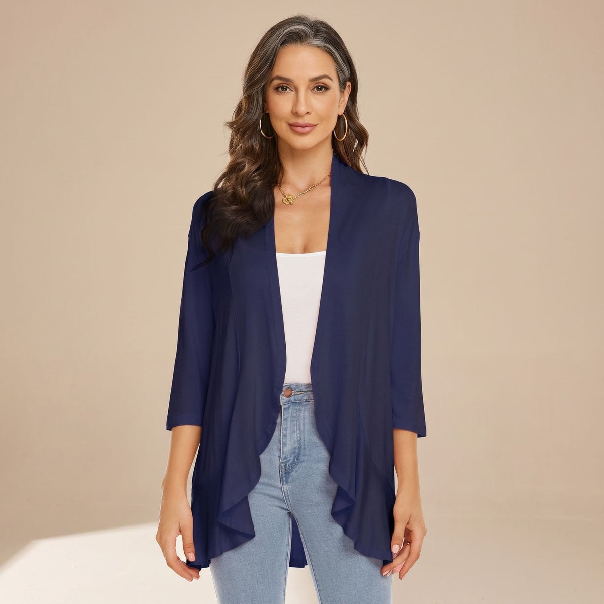 June Waterfall Cardigan in Navy
