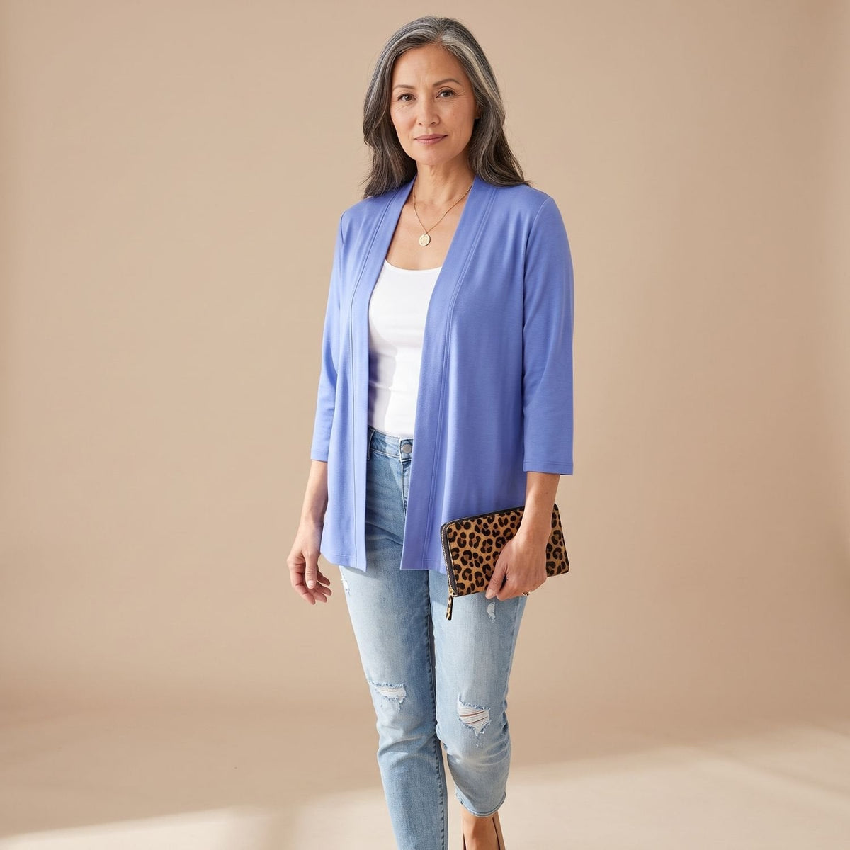 June Waterfall Cardigan in Light Blue