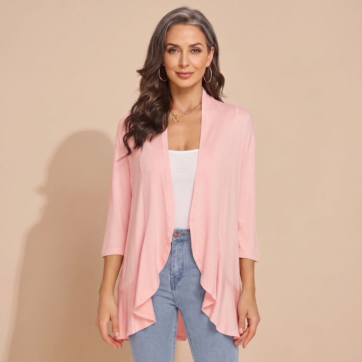 June Waterfall Cardigan in Pink